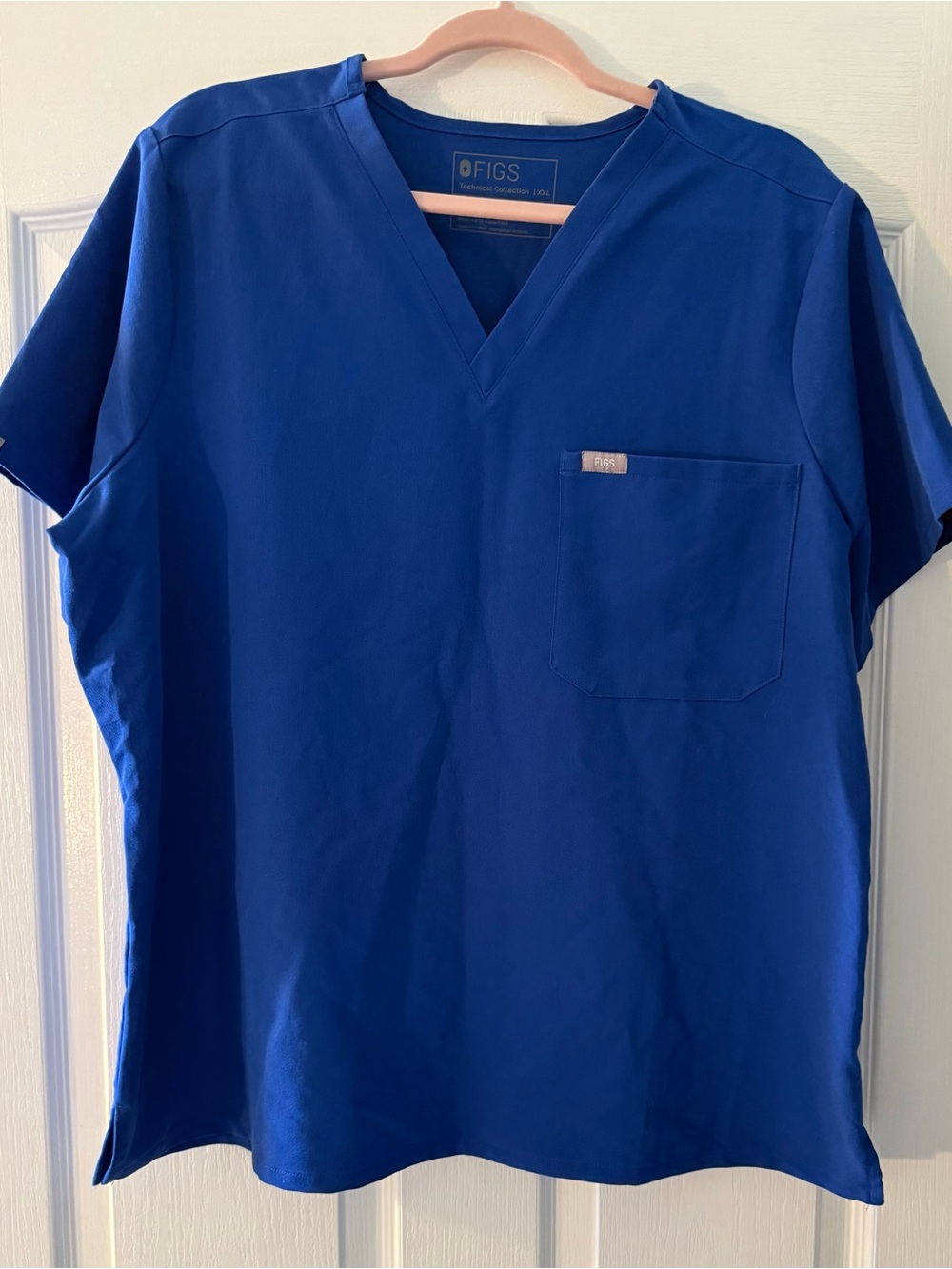 Figs Women’s Blue V-Neck Scrub Top with Chest Pocket